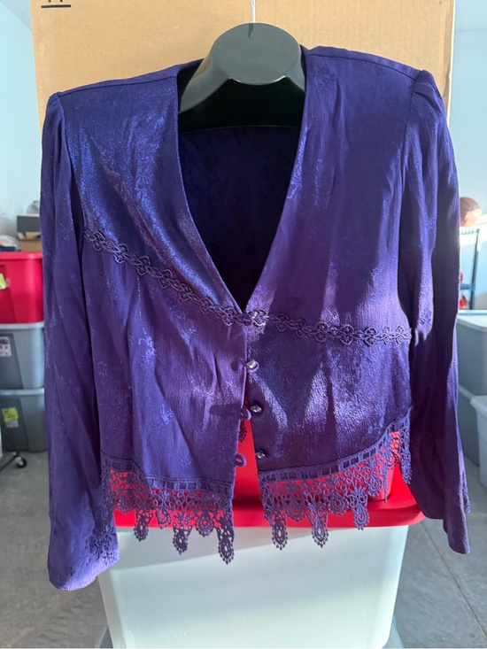 Studio Jackets & Blazers - Women's Purple Lace-Trim Jacket m66